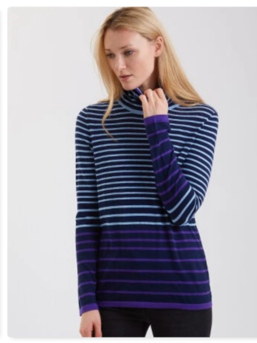 Belford Pima cotton striped lightweight turtleneck sweater Size L